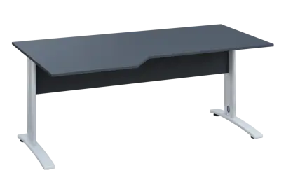 EZK 28 - 186 stůl kancelářský, rohový, levý, kovová podnož bílá, deska 25 mm, široký 1800 mm, antracit